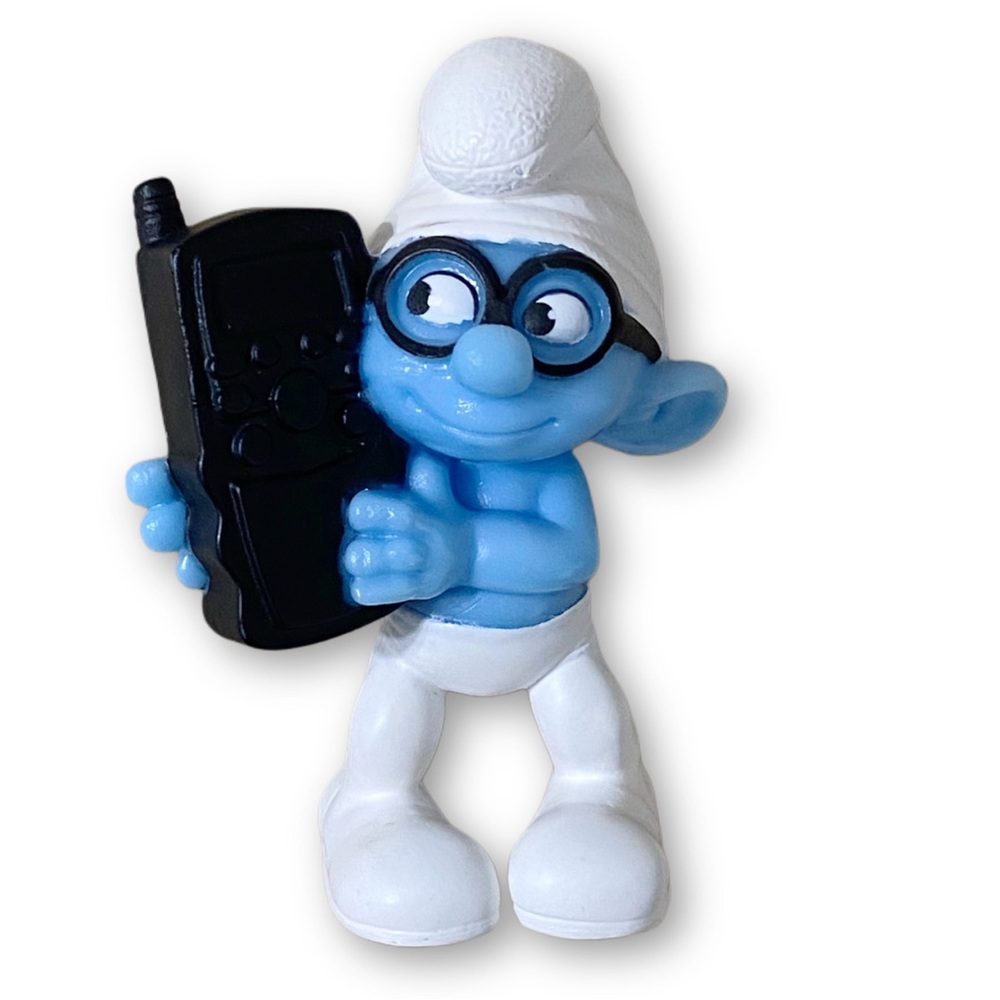 McDonald’s Peyo Brainy Smurf 2011 3” With Cell Phone Happy Meal Toy Collectible